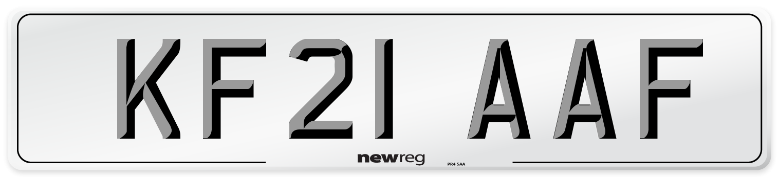 KF21 AAF Number Plate from New Reg